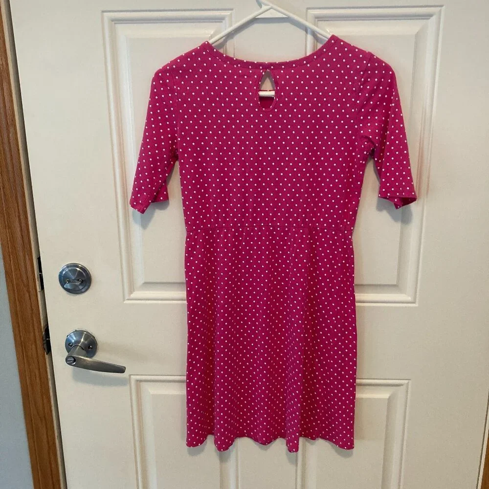 Old Navy Girls Size XL (14) Cotton Pink Polka Dot Dress EUC Blue Tie Dye